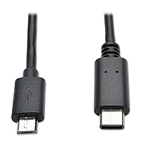 Tripp Lite 6ft USB 2.0 Hi-Speed Cable Micro-B Male to USB Type-C USB-C Male