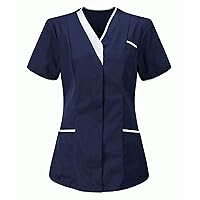Womens Tops Work Scrub Blouses for Women Short Sleeve Loose Fit Long Cardigan Basic Winter Fall Shirt 2024 Y2K