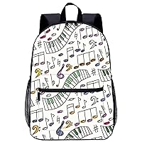 Notes and Piano Music Pattern Laptop Backpack for Men Women 17 Inch Travel Daypack Lightweight Shoulder Bag