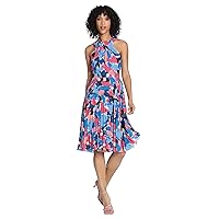 Maggy London Women's Halter Neck Dress with Pleated Skirt