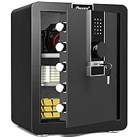 Kavey 2.6 Cub Fireproof Safe Box, Money Safe with Hidden Compartment and LCD Touch Screen, Large Safe with Dual Alarm System and LED Light, Safe for Money Documents Valuables