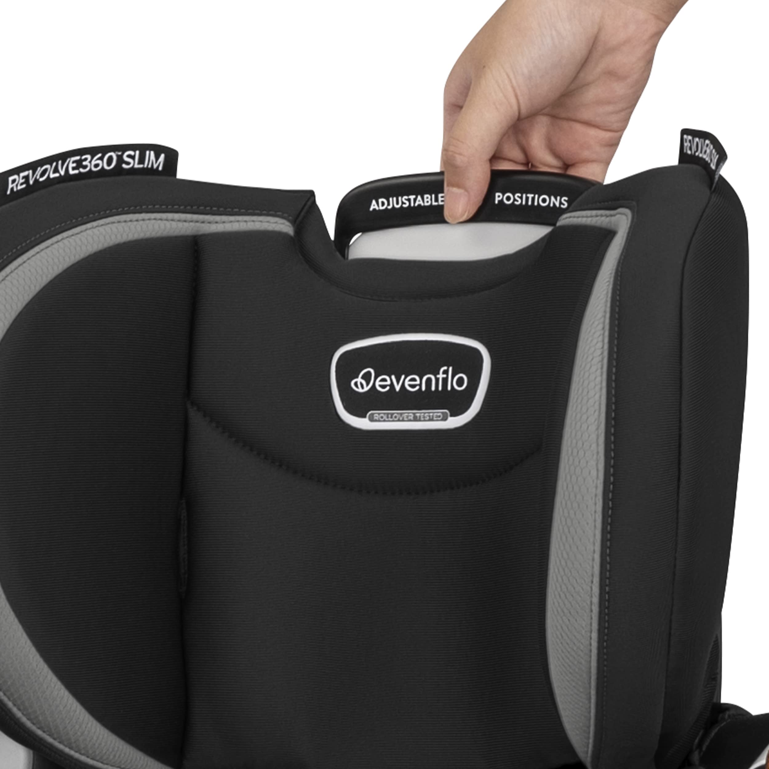 Evenflo Revolve360 Slim 2-in-1 Rotational Car Seat with Quick Clean Cover (Salem Black)