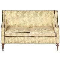 Melody Jane Dolls Houses Dollhouse Sofa Gold Fabric 2 Seater Fauteuil Settee JBM Living Room Furniture