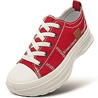 Womens Low Top Platform Shoes,Lace up Canvas Sneakers,Casual Platform Tennis Shoes