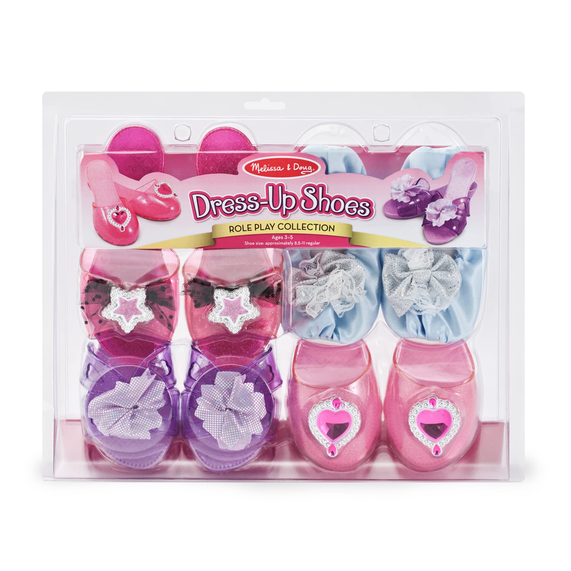 Melissa & Doug Role Play Collection - Step In Style! Dress-Up Shoes Set (4 Pairs), Multicolored, 11