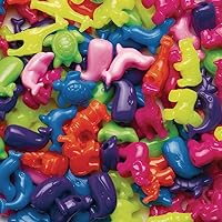 Colorations Jumbo Plastic Animal Beads for Kids, Assorted Bright Colors, 1 Pound, 1 inch, Resealable Bag, Accent Bead, Learning, Arts & Crafts, Kids, Stringing, Motor Skills