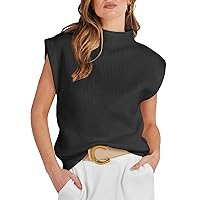 Women's Mock Neck Sleeveless Sweater Vest Casual Solid Cap Sleeve Knit Pullover Tank Tops 2023 Clothes