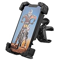 Bike Phone Holder, Adjustable Motorcycle Phone Mount, 360-Degree Rotatable Motorcycle Handlebar Cell Phone Clamp, Bike Cell Phone Holder, Handlebar Cell Phone Mount for Smartphone Attachment