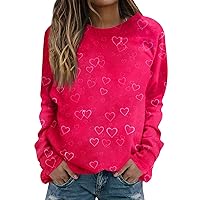 Valentines Days Shirt, Long Sleeve Crew Neck Tops Womens Love Print Top Fall 2023 Blouses Loose Fitting Sweatshirt