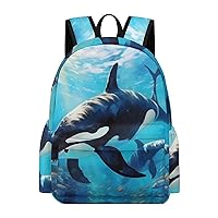 Sea Wildlife Killer Whales Mini Backpack Printed Shoulder Bag Travel Daypack Camping Work Bags