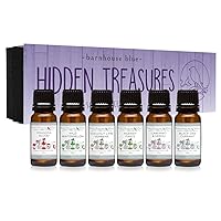 Barnhouse Blue Hidden Treasures Fragrance Oil Gift Set - 6 Long Lasting Scents in 10mL Amber Glass Bottles - Oils for Diffusers, Soap & Candle Making, Aromatherapy - Includes Dragons Blood & More