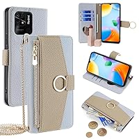Wallet Case with Crossbody Strap Compatible for Xiaomi Civi 4 Pro, Magnetic Handbag Zipper Pocket Cases PU Leather Flip Shockproof Cover with Kickstand Blue