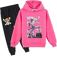 Youth Pullover Hoodie and Elastic Waist Sweatpants Set-Long Sleeve Sweatshirt Hood