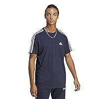 adidas Men's Essentials Single Jersey 3-stripes Tee Short Sleeve T-Shirt, Legend Ink/White, XS