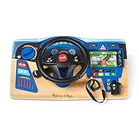 Vroom & Zoom Interactive Wooden Dashboard Steering Wheel Pretend Play Driving Toy - FSC Certified