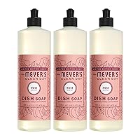 MRS. MEYER'S CLEAN DAY Liquid Dish Soap, Biodegradable Formula, Limited Edition Rose, 16 fl. oz - Pack of 3