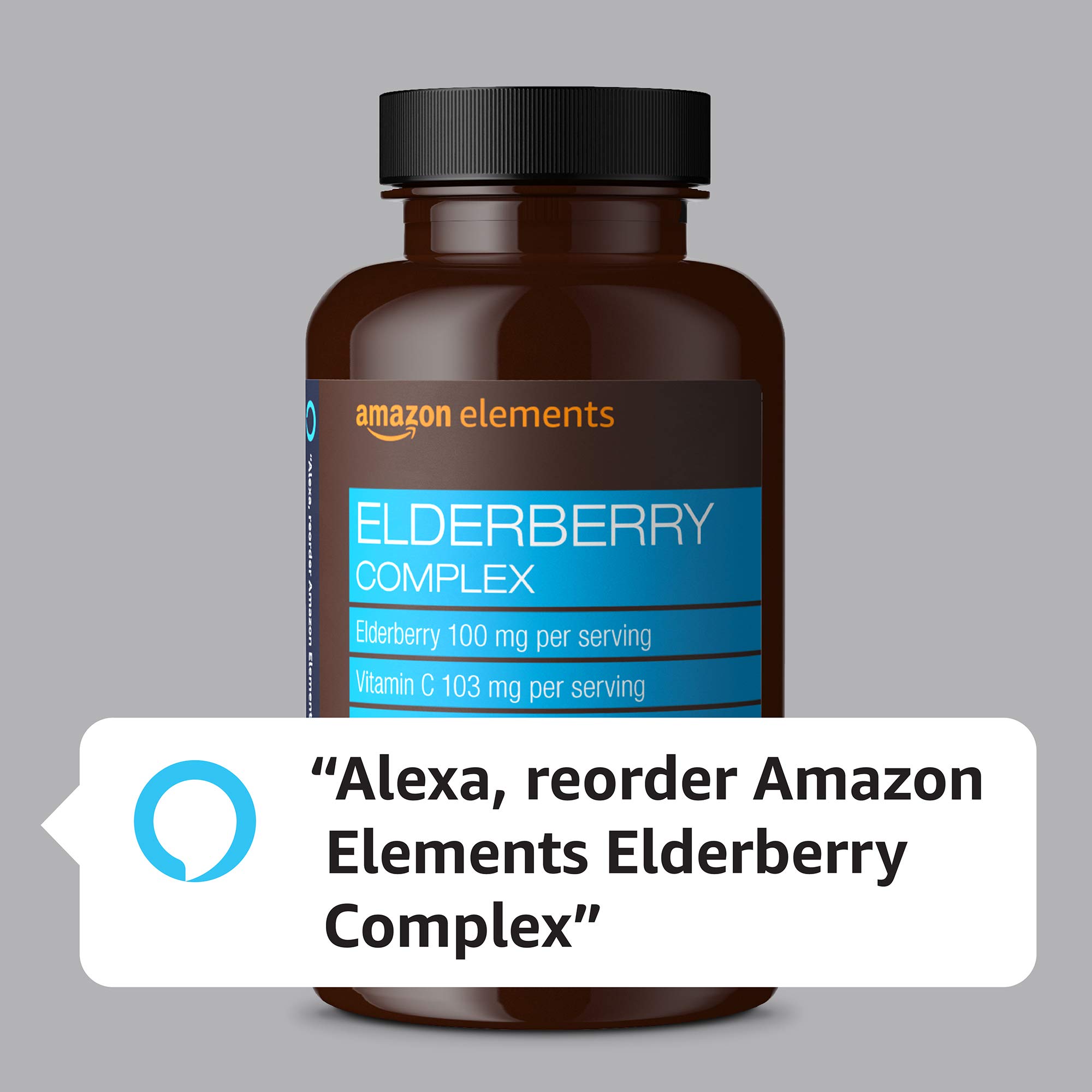 Amazon Elements Elderberry Complex, Immune System Support, Berry Flavored Lozenges, 60 Count, Elderberry 100mg, Vitamin C 103mg, Zinc 12mg per Serving (Packaging may vary)