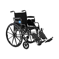 20” Foldable K4 Wheelchair with Swing-Back Desk-Length Arms & Elevating Legrests, 300 lbs. Capacity, Transport Chair for Adults & Seniors