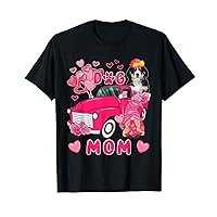 Dog Mom Cute Bernedoodle On Pickup With Hearts Gnome Floral T-Shirt