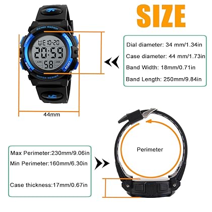 VILIYSUN Kid Watch for Boys Girls LED Sports Watch Waterproof Digital Electronic Casual Military Wrist with Camouflage Silicone Band Luminous Alarm Stopwatch Light Blue