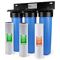 iSpring Whole House Water Filter System, Highly Reduces Sediment, Taste, Odor, and up to 99% Chlorine, 3-Stage w/ 20-Inch Sediment and Carbon Block Filters, Model: WGB32B, 1