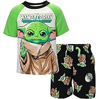 STAR WARS The Mandalorian The Child T-Shirt and French Terry Shorts Outfit Set Infant to Big Kid