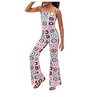 SHENHE Girl's Crochet 2 Piece Outfits Flare Pants and Asymmetrical Cami Top Summer Boho Set