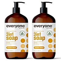 3-in-1 Soap, Body Wash, Bubble Bath, Shampoo, 32 Ounce (Pack of 2), Coconut and Lemon, Coconut Cleanser with Plant Extracts and Pure Essential Oils