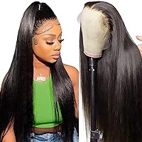 Real Hair Wig, 13 x 4 (33 x 10 cm) Straight HD Lace Front Wig, Human Hair, Bresilienne Perruque Cheveux Humain HD Lace Frontal Wigs, Human Hair, Pre-Plucked Wig for Women with Baby Hair, Natural