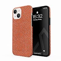 BURGA Phone Case Compatible with iPhone 14 Plus - Hybrid 2-Layer Hard Shell + Silicone Protective Case -White Polka Dots Pattern Vintage Orange - Scratch-Resistant Shockproof Cover