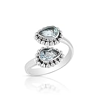 Natural Gemstone 925 Sterling Silver Statement Midi Bypass Ring Wedding Jewelry For Women & Girls
