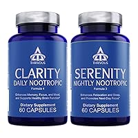 Clarity and Serenity Stack - Enhance Memory, Focus & Mood - Enhance Relaxation & Sleep - Advanced Nootropic Supplement - Includes Clarity & Serenity - 2 Bottles - 120 Capsules