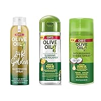 ORS Olive Oil Style & Shine 24k Golden Glistening Spray Olive Oil Frizz Control and Shine Glossing Hair Polisher Olive Oil Nourishing Sheen Spray - Bundle