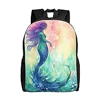 Beautiful Mermaid tail Print Backpack 16 inch Waterproof Lightweight Work Bag Casual Daypack For Women Men