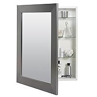 Zenna Home Surface or Recess Mount Framed Mirror Medicine Cabinet, 24.5” W x 30.5” H, Brushed Nickel