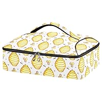 ALAZA Bees Bee Hives Honeycomb Insulated Casserole Carrier Casserole Caddy for Lasagna Pan, Casserole Dish, Baking Dish