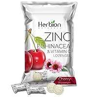 Herbion Naturals Zinc, Echinacea and Vitamin C Lozenges with Natural Cherry Flavor - 25 CT – Dietary Supplement – Supports Immune System – Promotes Overall Good Health for Adults and Children 5+