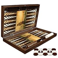 LaModaHome Turkish Backgammon Set, Wooden, Board Game for Family Game Nights, Modern Elite Vinyl Unscratchable Tavla for Adults and Couples, Magnetic Closing Meachanism Ship Picture