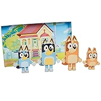 Bluey Wooden Character Figures – 4 Colorful Wooden Figures – FSC Certified for Children 3 Years and Up