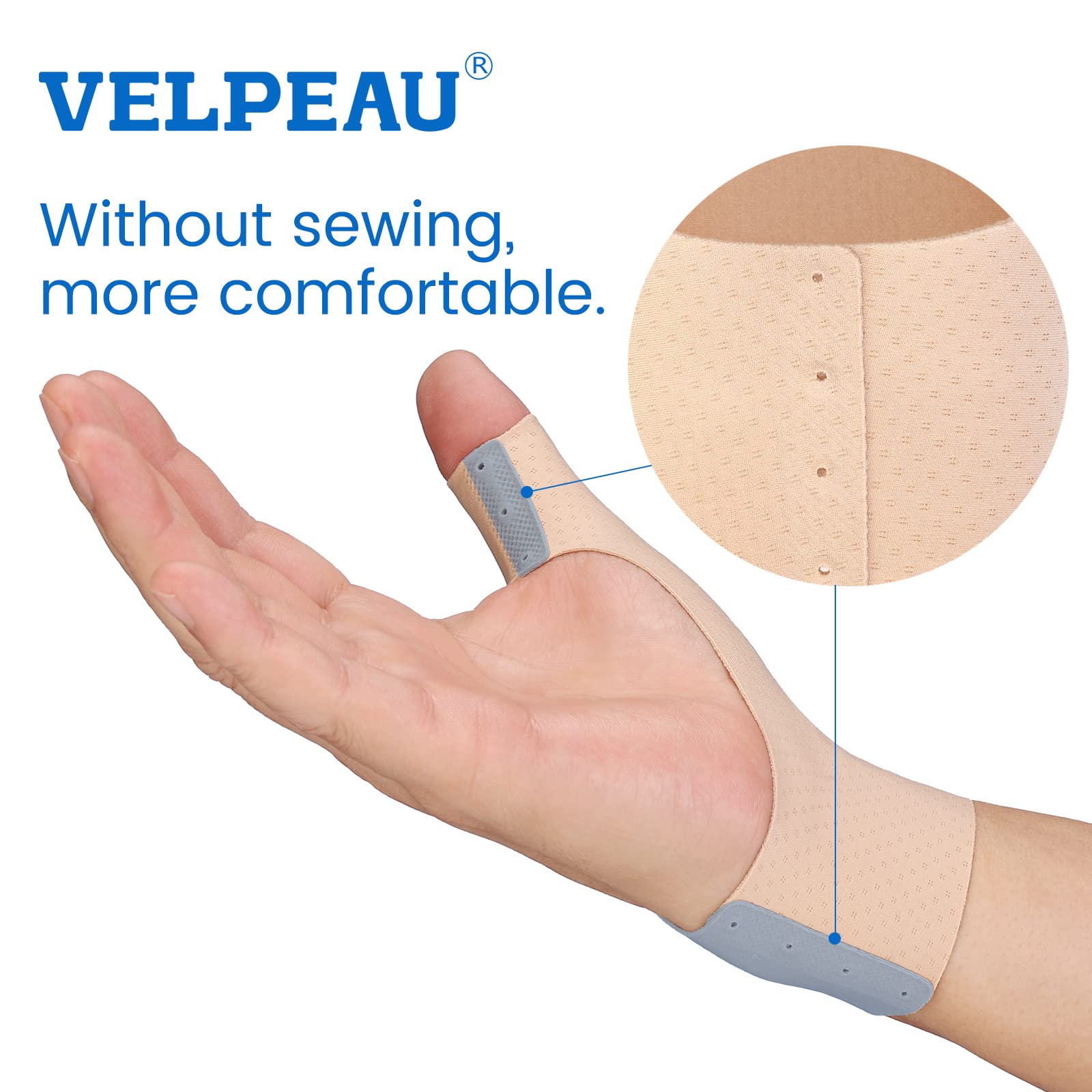 Velpeau Elastic Thumb Support Brace Liner (Pack of 2) - Waterproof Soft Thumb Compression Sleeve Protector for Relieving Pain, Arthritis, Joint Pain, Tendonitis, Sprains, Sports (Medium)