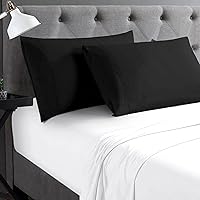 Cathay Home Hospitality 2-Piece Standard Pillowcase Set Hotel Collection - Twin, Twin XL, Full, Queen - Wrinkle & Fade Resistant Double Brushed Ultra Soft Microfiber - Black, Standard (20