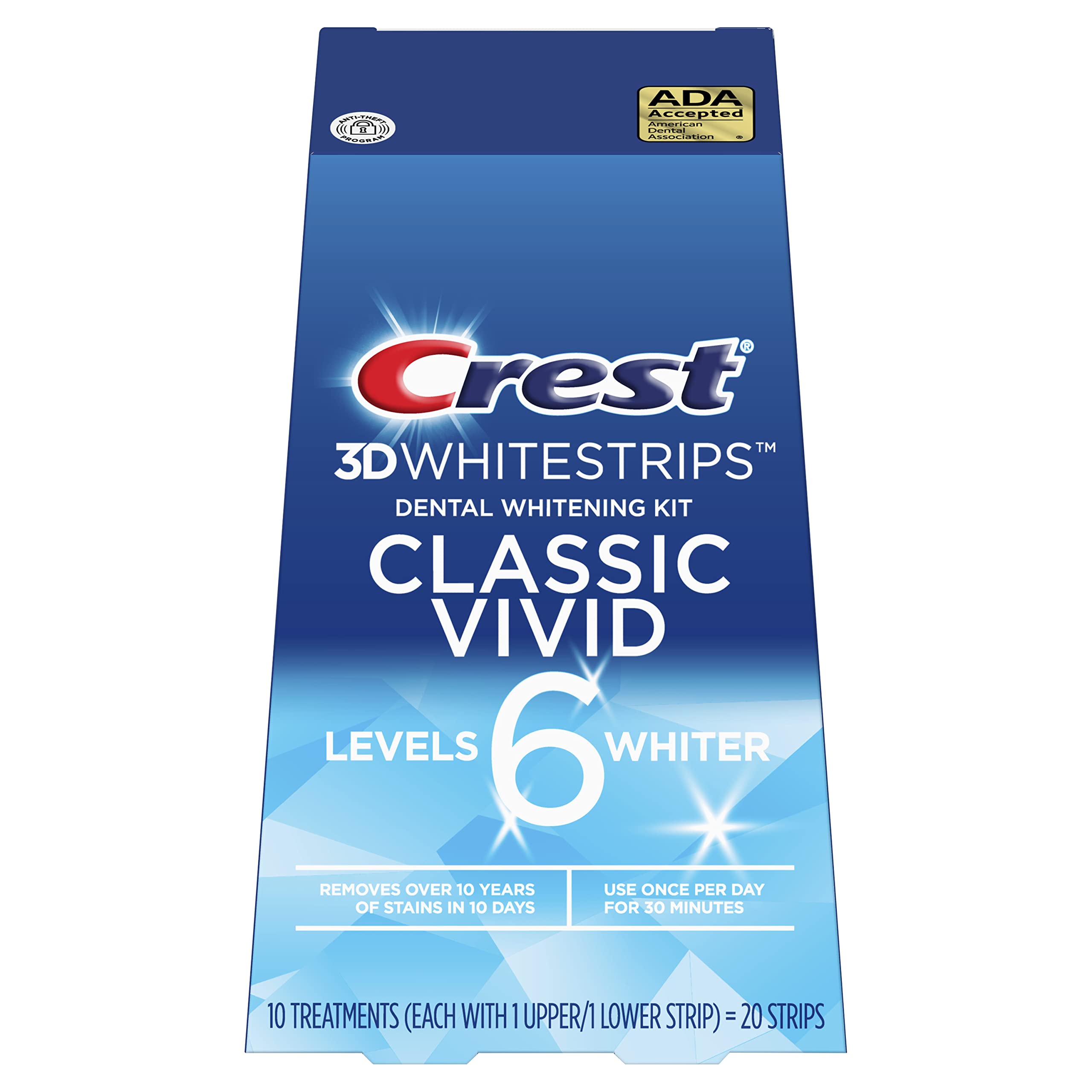 Crest 3D Whitestrips, Classic Vivid, Teeth Whitening Strip Kit, 20 Strips (10 Count Pack)