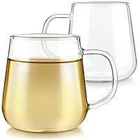 Teabloom Set of 2 Premium Borosilicate Glass Cups for Tea or Coffee - 6 Ounces / 180 ml - Stain-free and Microwave Safe