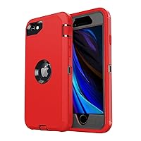for iPhone SE Case 2022/2020,iPhone 8/7 [Shockproof] [Dropproof] [Dust-Proof] [Military Grade Drop Tested] with Non-Slip Removable iPhone SE 2022 Case 4.7 Inch-Red, A-Red