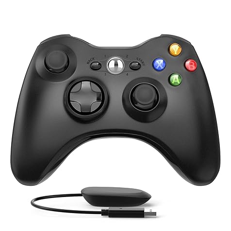 ASTARRY Wireless Controller Compatible with Xbox 360, 2.4GHZ Game Controller Gamepad Joystick Compatible with Xbox & Slim 360 PC Windows 7, 8, 10 (BLACK)