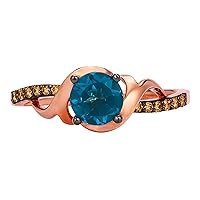 1/10 Carat Diamond and Gemstone of Choice Filigree Bypass Ring for Women in 14k Gold (Fancy Brown/G-H, VS2-SI1, cttw) Anniversary Promise Ring Size 4.25 to 9.25 by LeVian