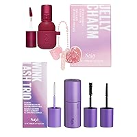 Kaja Lip & Blush Glazed Keychain Stain - Jelly Charm 01 Cherry Spritz + 3-in-1 Multi-tasking Mascara - Wink Lash Trio Bundle