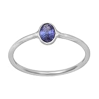 925 Sterling Silver Oval Shape Tanzanite Gemstone Ring