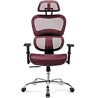 JHK Ergonomic High Back Office Chair - High Office Chair with Headrest, Swivel Mesh Office Chair with 300 lbs Weight Capacity Adjustable Height for Home Office, Executive, Red (WY-5283-RD)