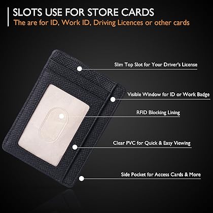 Borgasets Slim Wallet for Men Women Minimalist Thin Travel Front Pocket Genuine Leather Credit Card Holder with RFID Blocking